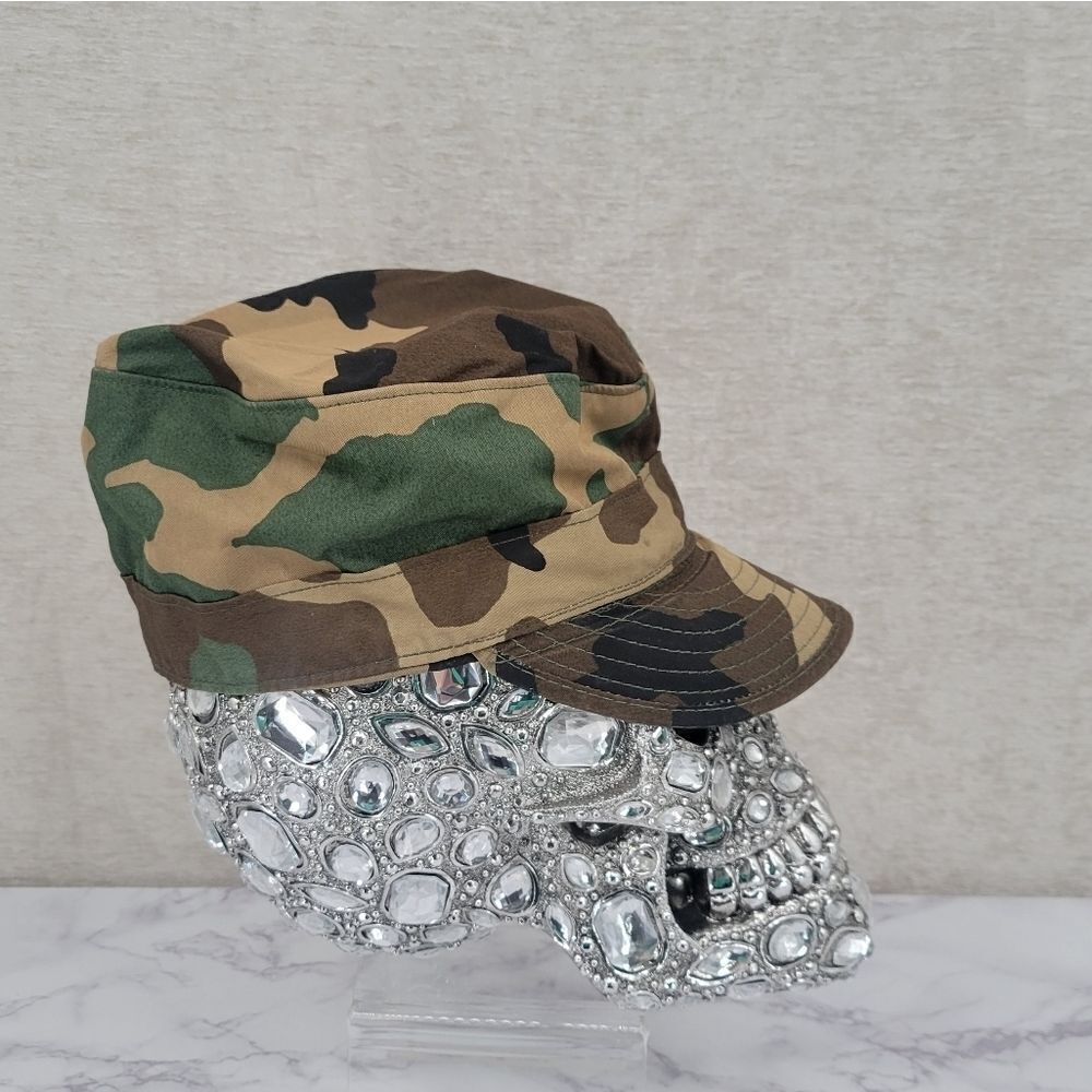 Military Woodland Camouflage Hat with flaps Vintage Camo